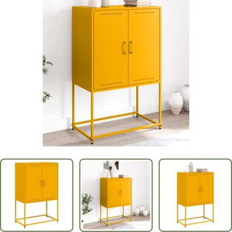 Credenza industriale -  Credenza Giallo Senape 68,5x38,5x107 cm in Acciaio