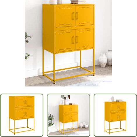 Credenza industriale -  Credenza Giallo Senape 68,5x38,5x107 cm in Acciaio