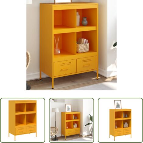 Credenza industriale -  Credenza Giallo Senape 68x39x101,5 cm in Acciaio