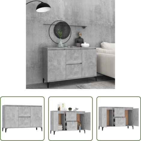 Credenza industriale -  Credenza Grigio Cemento 102x35x70 cm in Legno Multistrato