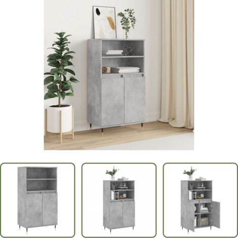 Credenza industriale -  Credenza Grigio Cemento 60x36x110 cm in Legno Multistrato