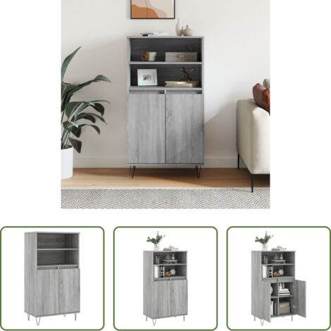 Credenza industriale -  Credenza Grigio Sonoma 60x36x110 cm in Legno Multistrato