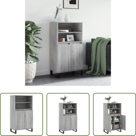 Credenza industriale -  Credenza Grigio Sonoma 60x36x110 cm in Legno Multistrato
