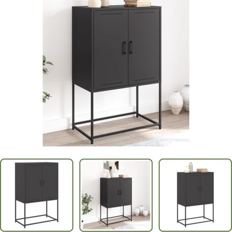 Credenza industriale -  Credenza Nera 68,5x38,5x107 cm in Acciaio