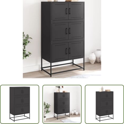 Credenza industriale -  Credenza Nera 68,5x38,5x123,5 cm in Acciaio