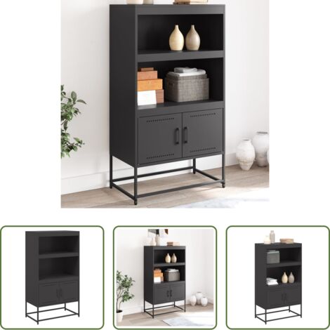 Credenza industriale -  Credenza Nera 68,5x38,5x123,5 cm in Acciaio