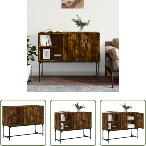 Credenza industriale -  Credenza Rovere Fumo 100x40x79,5 cm in Legno Multistrato