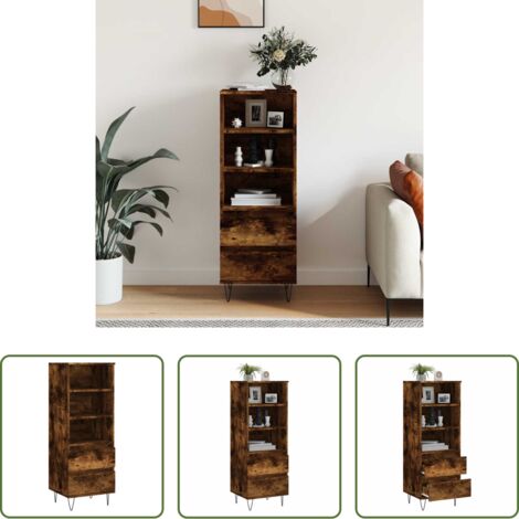 Credenza industriale -  Credenza Rovere Fumo 40x36x110 cm in Legno Multistrato