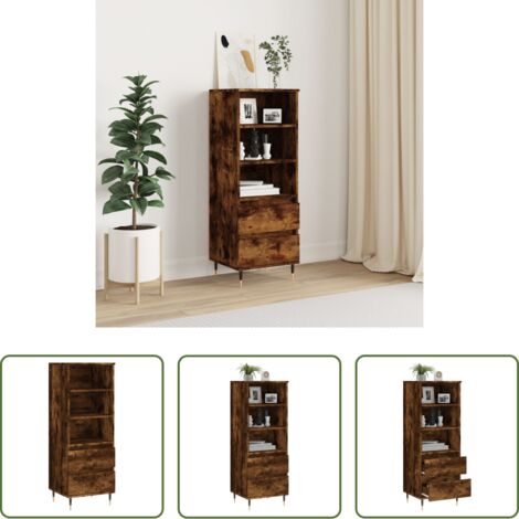 Credenza industriale -  Credenza Rovere Fumo 40x36x110 cm in Legno Multistrato