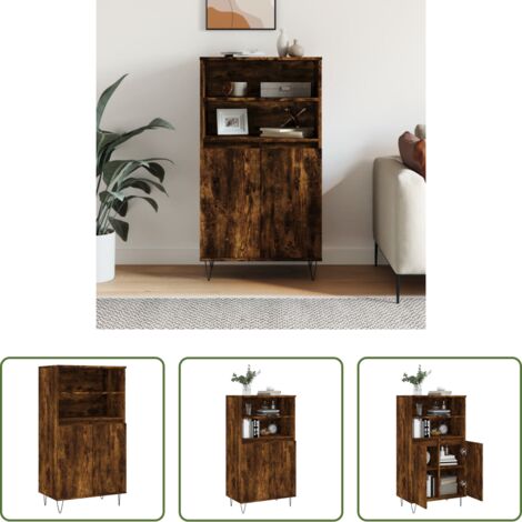 Credenza industriale -  Credenza Rovere Fumo 60x36x110 cm in Legno Multistrato
