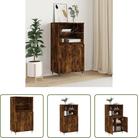 Credenza industriale -  Credenza Rovere Fumo 60x36x110 cm in Legno Multistrato