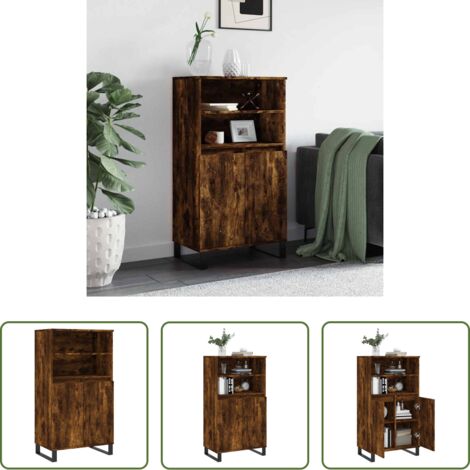 Credenza industriale -  Credenza Rovere Fumo 60x36x110 cm in Legno Multistrato