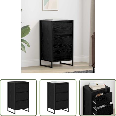 Credenza industriale -  Credenza Rovere Nero 42 x 36 x 75.5 cm Legno multistrato