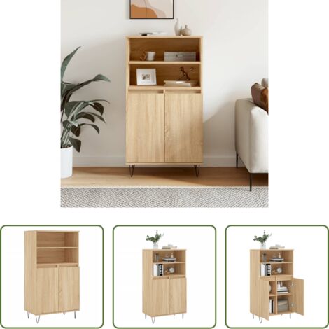 Credenza industriale -  Credenza Rovere Sonoma 60x36x110 cm in Legno Multistrato