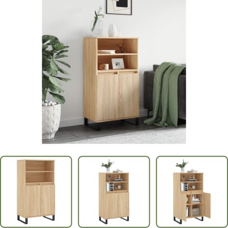 Credenza industriale -  Credenza Rovere Sonoma 60x36x110 cm in Legno Multistrato