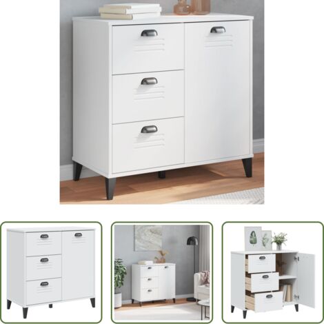 Credenza industriale -  Credenza VIKEN Bianca 80x40x80 cm in Legno Multistrato