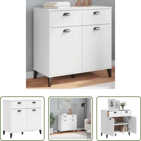 Credenza industriale -  Credenza VIKEN Bianca 80x40x80 cm in Legno Multistrato