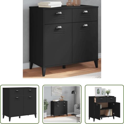 Credenza industriale -  Credenza VIKEN Nera 80x40x80 cm in Legno Multistrato