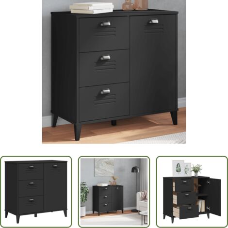 Credenza industriale -  Credenza VIKEN Nera 80x40x80 cm in Legno Multistrato