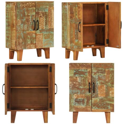 Credenza Intagliata a Mano 55x30x75 cm Legno Massello Recupero - Legno massello - Design retrò