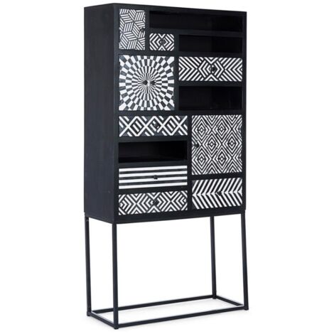 Credenza "Janesh" 4 ante, 6 cassetti, con struttura in legno di mango, stile moderno