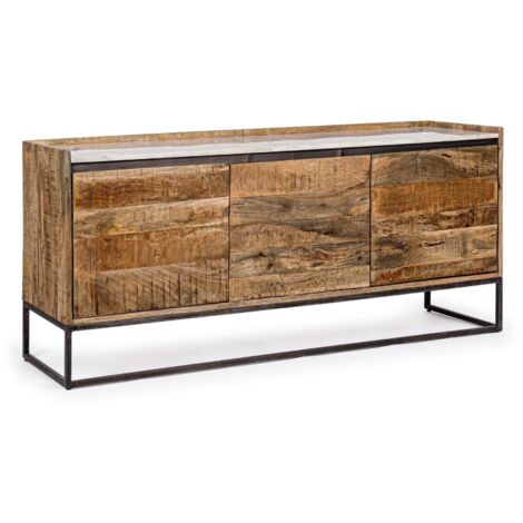 Credenza "Lambeth" con struttura in legno mango, mobile in stile moderno -3 Ante