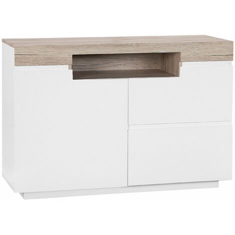 EASYCOMFORT Credenza Cucina con Armadietti a 2 Ante e Cassetto in Legno,  80x40x180cm, Bianco