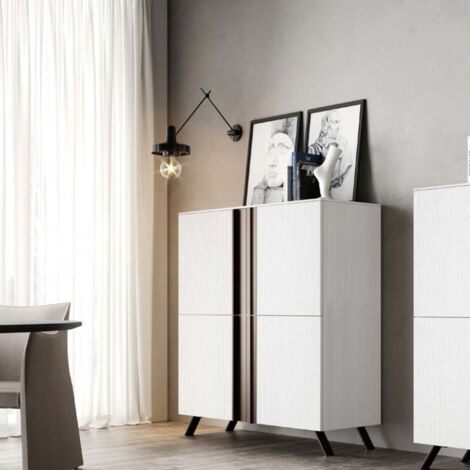 Credenza linea Domino in Noce Bianco e Brunito