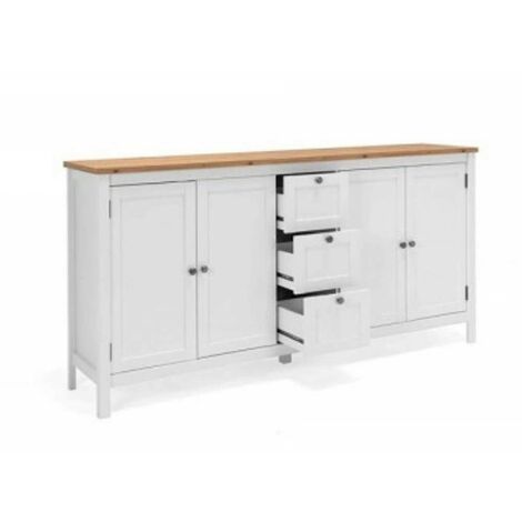 CREDENZA ARMADIO DISPENSA CUCINA IN LEGNO MASSELLO CON ANTE E CASSETTI  NATURALE - IlBottegone.biz