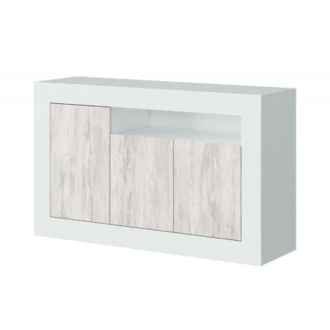 Credenza buffet cucina 80x90x45 cm. Mobiletto multiuso 90 cm bianco  frassinato con 2 ante