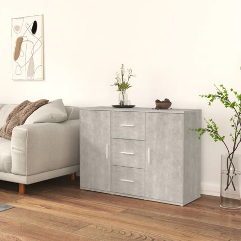 Credenza Madia Moderna ,Buffet da cucina ,Grigio Cemento 91x29,5x65 cm in Legno Multistrato ITD66931