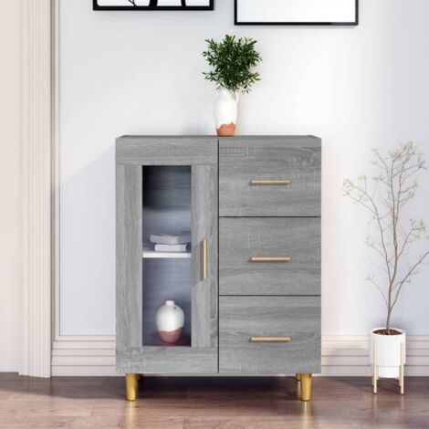 Credenza Madia Moderna ,Buffet da cucina ,Grigio Sonoma 69,5x34x90 cm in Legno Multistrato ITD84088