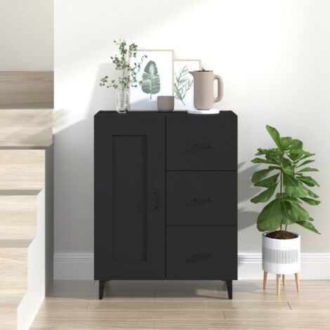 Credenza Madia Moderna ,Buffet da cucina ,Nera 69,5x34x90 cm in Legno Multistrato ITD62358