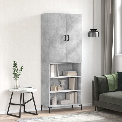 Libreria 44x36x217h cm con due ante in bianco lucido e grigio cemento -  Homely office