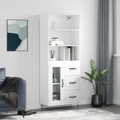 CREDENZA MODERNA BIANCA 3 ante madia vetrina soggiorno NOA Gihome® design  sala EUR 229,90 - PicClick IT