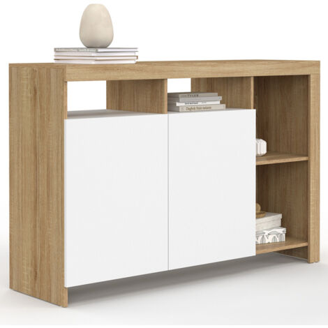 Credenza MALO 110 cm, legno e ante bianche