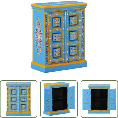 Credenza mango -  Credenza in Legno Massello di Mango Turchese Dipinta a Mano