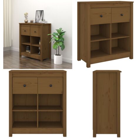 Credenza Marrone 70x35x80 cm in Legno Massello di Pino - Credenza marrone - Credenza in pino
