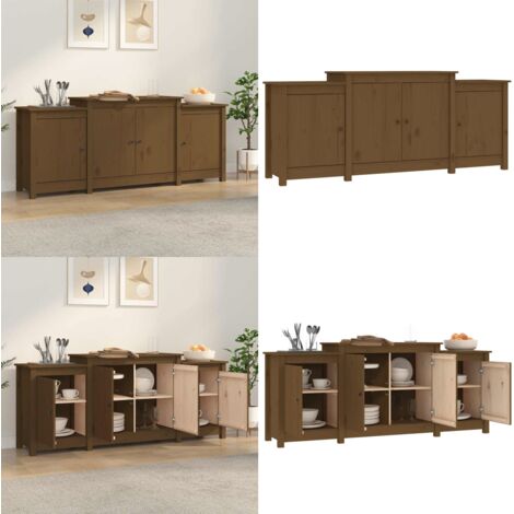 Credenza Marrone ambra 164x37x68 cm in Legno Massello di Pino - Credenza marrone ambra - Credenza in pino