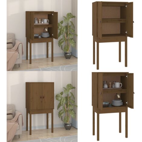 Credenza Marrone Ambra 60x40x120 cm in Legno Massello di Pino - Credenza marrone ambra - Credenza in pino