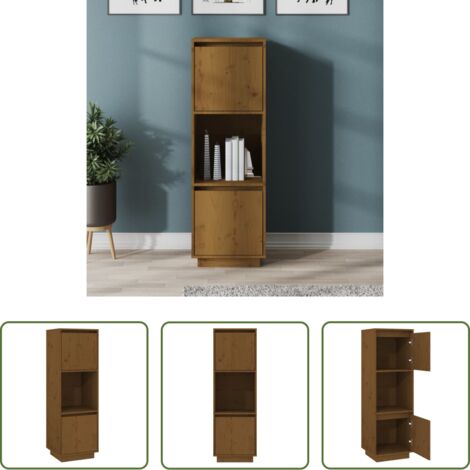 Credenza marrone ambra -  Credenza Marrone Ambrato 38x35x117 cm in Legno Massello di Pino