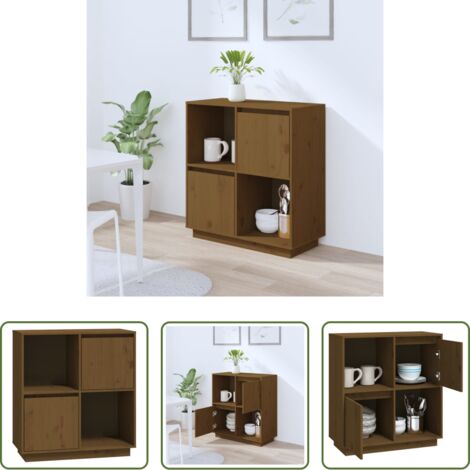 Credenza marrone ambra -  Credenza Marrone Ambrato 74x35x80 cm in Legno Massello di Pino