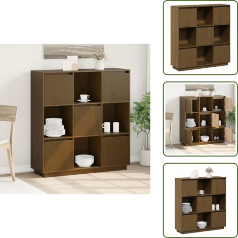 Credenza marrone ambra - vidaXL Credenza Marrone Ambrato 110,5x35x117 cm Legno Massello di Pino - Scaffale moderno