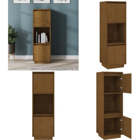 Credenza Marrone Ambrato 38x35x117 cm in Legno Massello di Pino - Credenza marrone ambra - Credenza in pino
