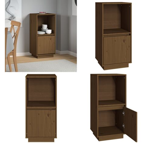 Credenza Marrone Ambrato 38x35x80 cm in Legno Massello di Pino - Credenza marrone ambra - Credenza in pino