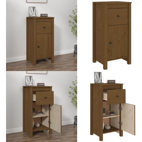 Credenza Marrone Ambrato 40x35x80 cm in Legno Massello di Pino - Credenza marrone ambra - Credenza in pino