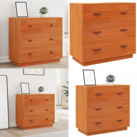 Credenza Marrone Cera 80x40x75 cm in Legno Massello di Pino - Credenza marrone cera - Credenza in pino