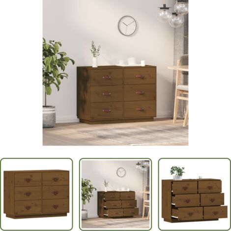 Credenza marrone -  Credenza ambra 100x40x75 cm in Legno Massello di Pino