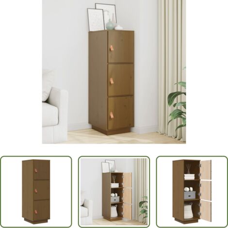 Credenza marrone -  Credenza ambra 34x40x108,5 cm in Legno Massello di Pino