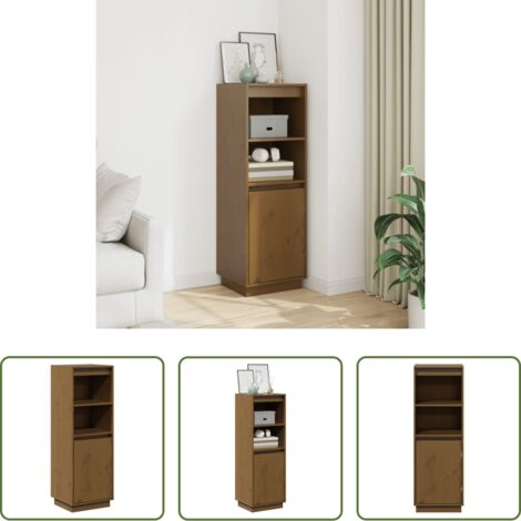 Credenza marrone -  Credenza Ambra 37x34x110 cm in Legno Massello di Pino